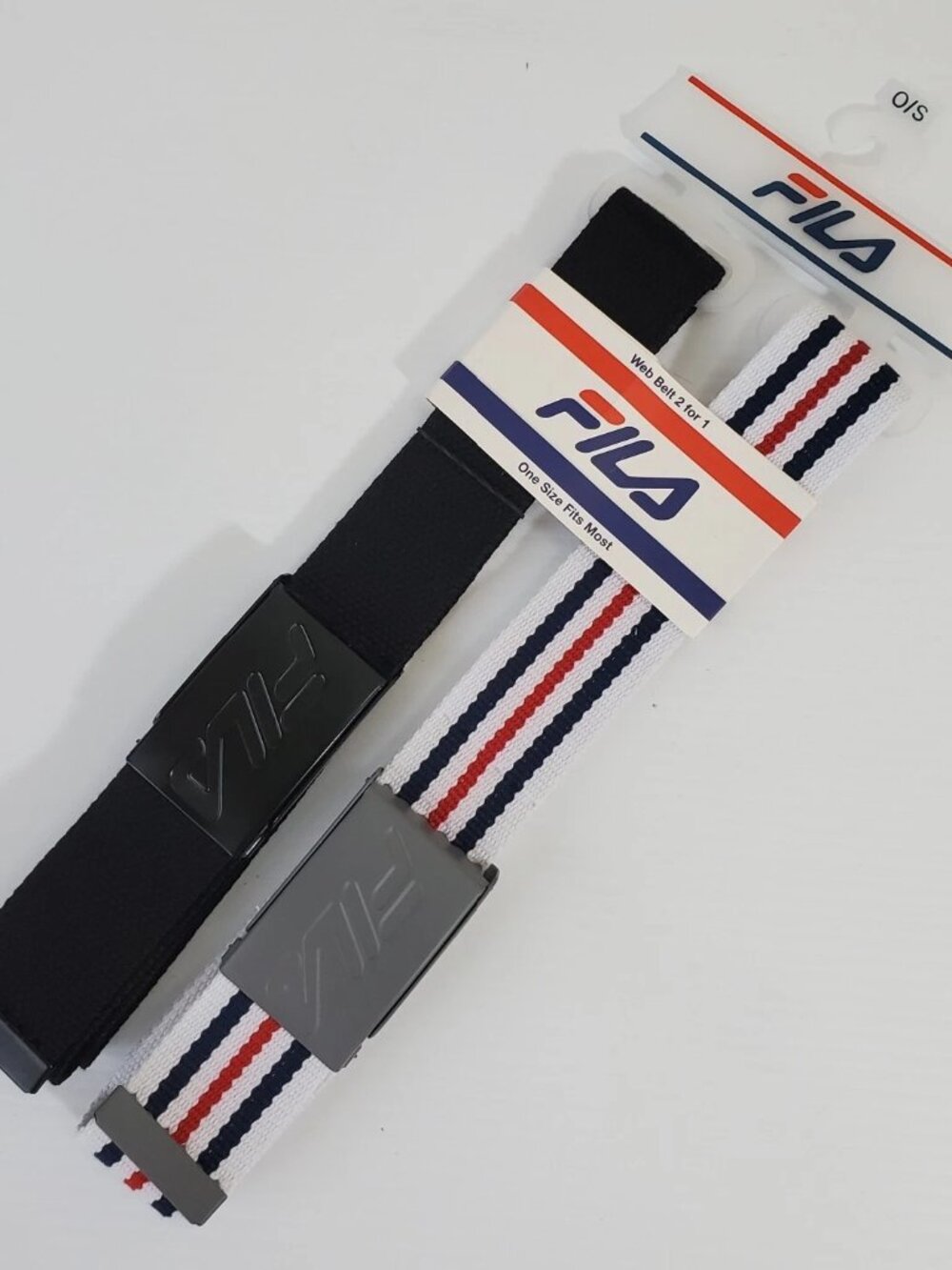 FILA FABRIC BUCKLE BELT MEN'S ONESIZE FITS MOST (WEB BELT 2 FOR 1) MULTICOLOR